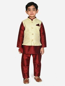 Pehanaava - Boys Ethnic Festive Waistcoat Silk Blend Kurta & Pyjamas (Set of 3)