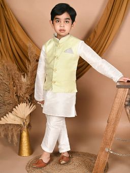 Pehanaava - Boys Ethnic Festive Waistcoat Silk Blend Kurta & Pyjamas (Set of 3)