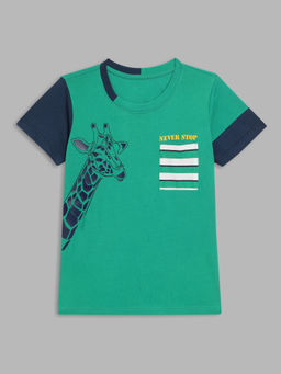 Blue Giraffe - Boys Green Printed T-shirt