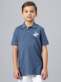 Beverly Hills Polo Club - Core Plaited Collar & Cuff Polo - Blue