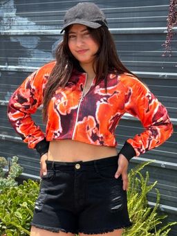 Tandul - Women Orange Fleece Light Jacket