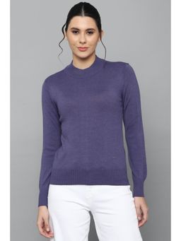 Allen Solly - Women Violet Solid Round Neck Casual Sweater
