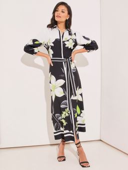 Lipsy - Multi-color Floral Printed Maxi Shirt Dress With Belt (Set of 2)