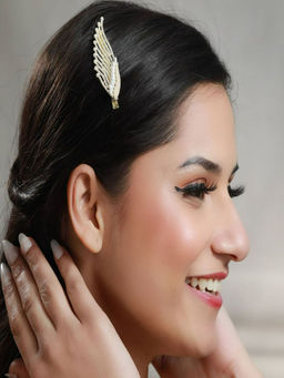 PRITA - White Pearl Angel Feather Hair Pin Set (M)