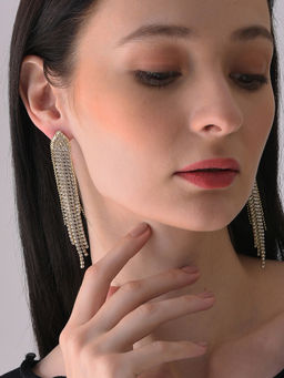 Sohi - Gold Toned Contemporary Drop Earrings