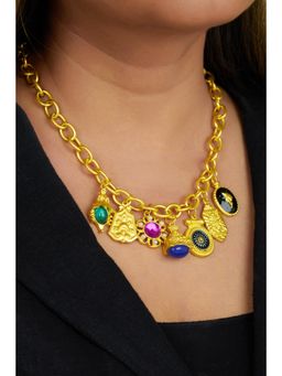 AMOSSH - Women Multi-Color Brass Necklace