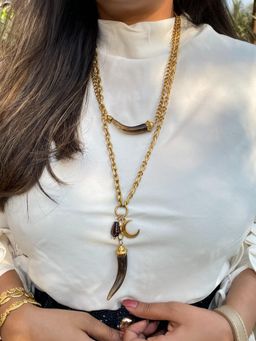 AMOSSH - Women Black Stainless Steel Necklace