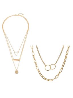 Jewels Galaxy - Jewellery For Women Gold-Plated Layered Necklace (Set of 2)