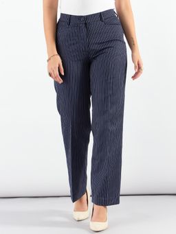 Powersutra - Blue-Striped High Waisted Tailored Trousers