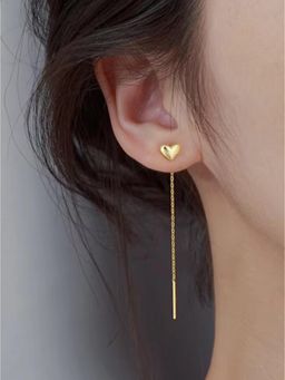 ISHKAARA - Gold Mini Heart Threader Drop Earrings
