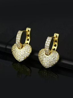 Peachy Accessories - 18K Gold Plated Heart Drop Earrings