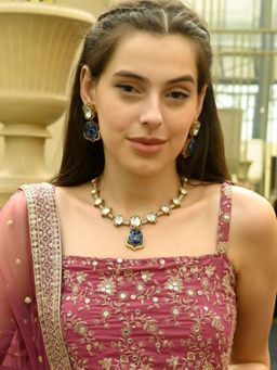 Odette - Blue Mixed Metal Stone Studded Jewellery Set