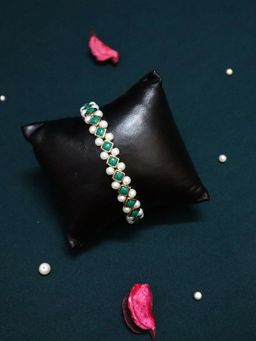 PAYA - Green Stone and Pearl Bracelet