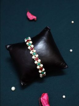 PAYA - Multi-Color Emerald-Marsala Stone and Pearl Bracelet