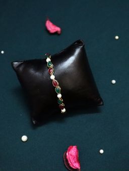 PAYA - Multi-Color Emerald-Marsala Stone and Pearl Bracelet