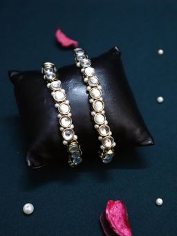 PAYA - White Round Kundan Bracelets (Pack of 2)