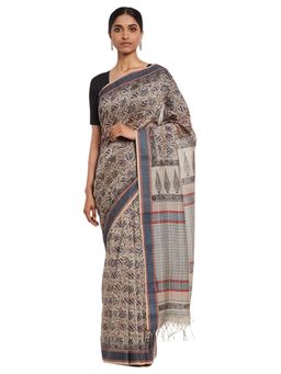 Fabindia - Cotton Silk Kalamkari Sari (Beige)