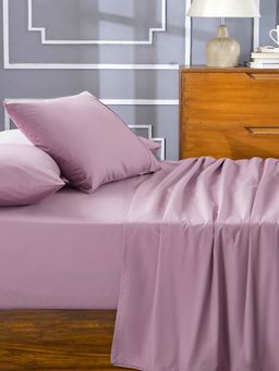 Maspar - Purple 100% Cotton Solid Bedsheet with 2 Pillow Covers