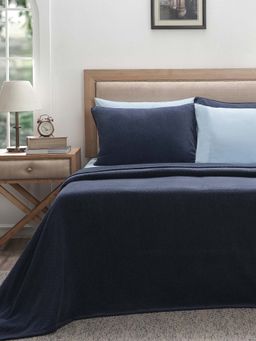 Maspar - Navy Blue Cotton Bed Cover (Double)
