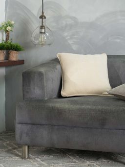 Maspar - Beige Solid Cotton Square Cushion Cover