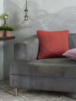 Maspar - Red Solid Cotton Square Cushion Cover