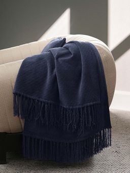 Maspar - Navy Blue Cotton Solid Throw
