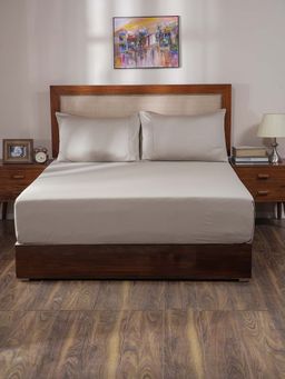 Maspar - Grey 100% Cotton Solid Bedsheet with 2 Pillow Covers (King)