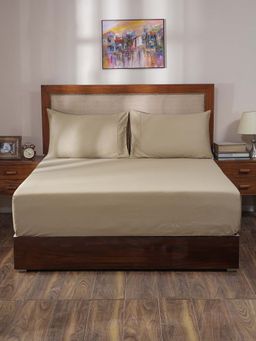 Maspar - Light Grey 100% Cotton Solid Bedsheet with 2 Pillow Covers (King)