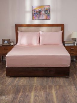 Maspar - Pink 100% Cotton Solid Bedsheet with 2 Pillow Covers (King)