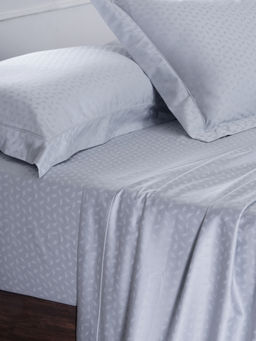 Maspar - Blue 100% Cotton Self Design Bedsheet with 2 Pillow Covers (King)