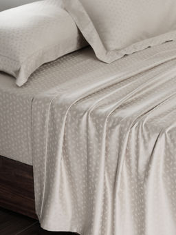 Maspar - Grey 100% Cotton Self Design Bedsheet with 2 Pillow Covers (King)