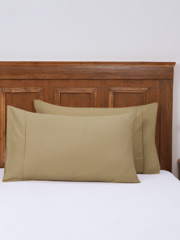Maspar - Taupe Solid Cotton 2 Pillow Covers