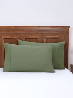 Maspar - Green Solid Cotton 2 Pillow Covers