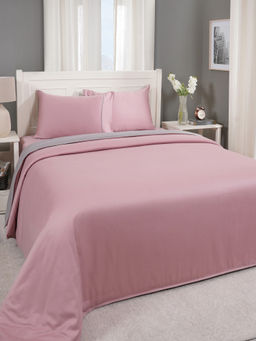Maspar - Pink 100% Cotton Bed Solid Duvet with 1 Pillow Cover (Single)