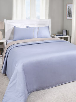 Maspar - Blue 100% Cotton Bed Solid Duvet with 1 Pillow Cover (Single)