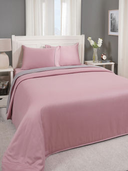 Maspar - Pink 100% Cotton Bed Solid Duvet with 2 Pillow Covers