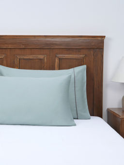 Maspar - Ocean Blue Solid Cotton 2 Pillow Covers