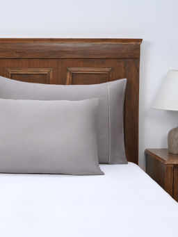Maspar - Light Grey Solid Cotton 2 Pillow Covers