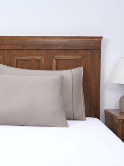 Maspar - Beige Solid Cotton 2 Pillow Covers
