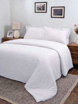 Maspar - White 100% Cotton Solid Duvet with 2 Pillow Covers
