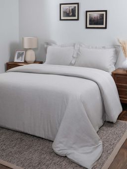 Maspar - Grey 100% Cotton Solid Duvet with 2 Pillow Covers