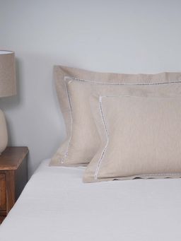 Maspar - Beige Soft & Stylish Rectangle Cotton 2 Pillow Covers