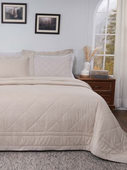 Maspar - Beige Summer Ac Room Cotton Bed Soild Quilt