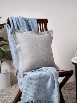 Maspar - Grey Geometric Print 100% Cotton Square Cushion Cover