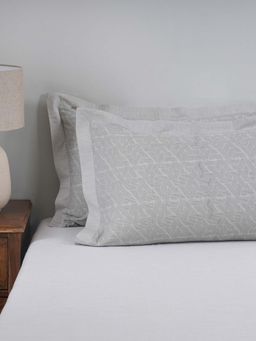 Maspar - Grey Geometric Print Cotton 2 Pillow Covers