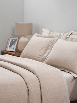 Maspar - Beige Summer Ac Room Cotton Bed Geometric Print Quilt