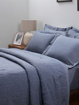 Maspar - Blue Summer Ac Room Cotton Bed Geometric Print Quilt