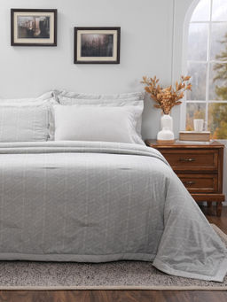 Maspar - Grey Summer Ac Room Cotton Bed Geometric Print Quilt (Single)