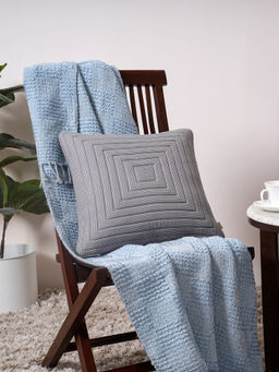 Maspar - Blue Solid 100% Cotton Square Cushion Cover