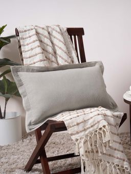 Maspar - Beige Solid 100%Cotton Rectangle Cushion Cover